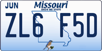 MO license plate ZL6F5D