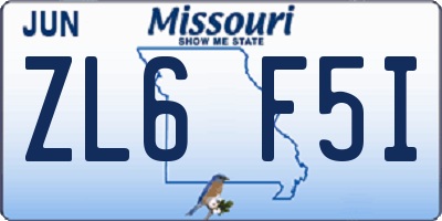 MO license plate ZL6F5I
