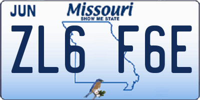 MO license plate ZL6F6E
