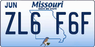 MO license plate ZL6F6F