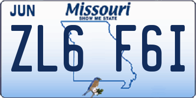 MO license plate ZL6F6I