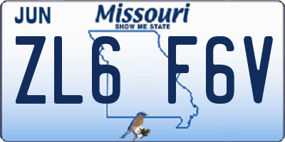 MO license plate ZL6F6V
