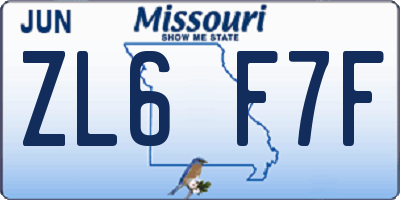 MO license plate ZL6F7F