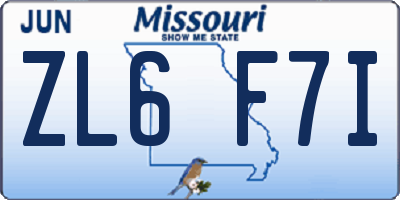 MO license plate ZL6F7I