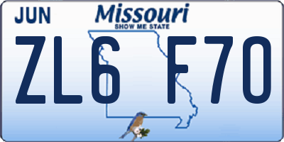 MO license plate ZL6F7O