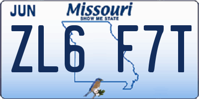 MO license plate ZL6F7T