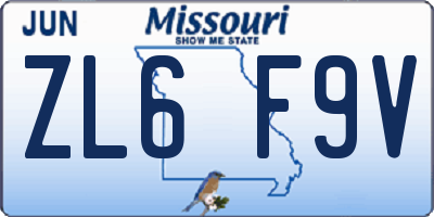 MO license plate ZL6F9V