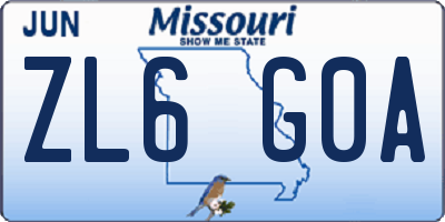 MO license plate ZL6G0A