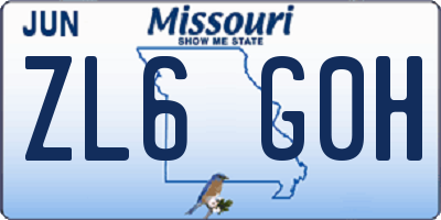 MO license plate ZL6G0H