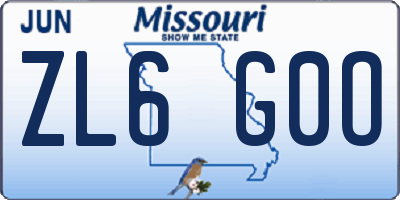 MO license plate ZL6G0O