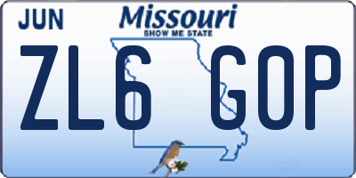 MO license plate ZL6G0P