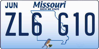 MO license plate ZL6G1O