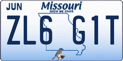 MO license plate ZL6G1T