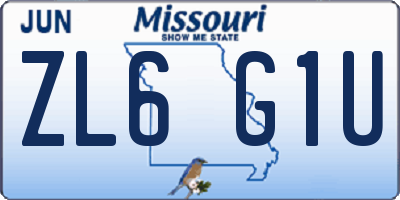 MO license plate ZL6G1U