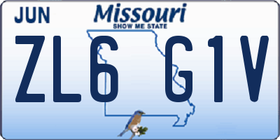 MO license plate ZL6G1V