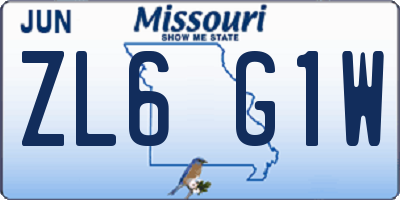 MO license plate ZL6G1W