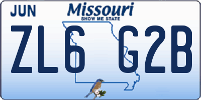 MO license plate ZL6G2B