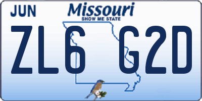 MO license plate ZL6G2D