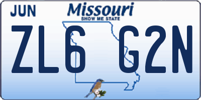 MO license plate ZL6G2N