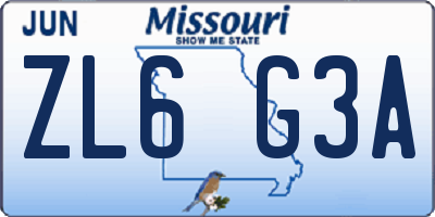 MO license plate ZL6G3A