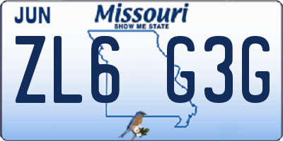 MO license plate ZL6G3G