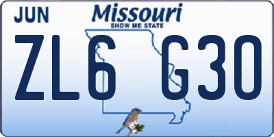 MO license plate ZL6G3O