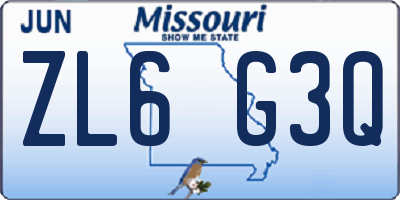 MO license plate ZL6G3Q