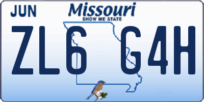 MO license plate ZL6G4H