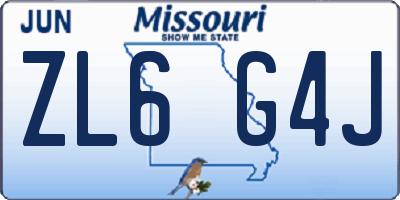MO license plate ZL6G4J