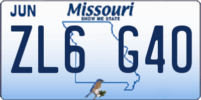 MO license plate ZL6G4O