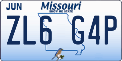 MO license plate ZL6G4P
