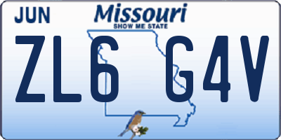 MO license plate ZL6G4V