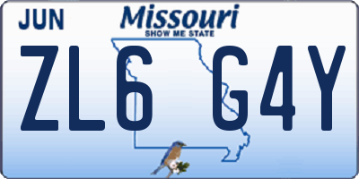 MO license plate ZL6G4Y