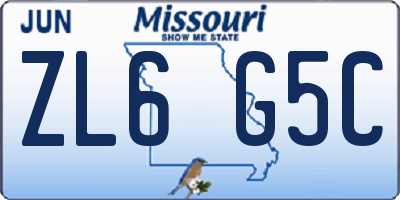 MO license plate ZL6G5C