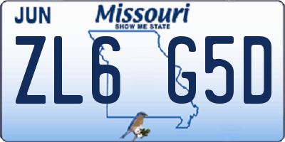 MO license plate ZL6G5D