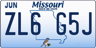 MO license plate ZL6G5J