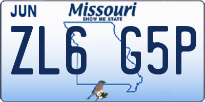 MO license plate ZL6G5P