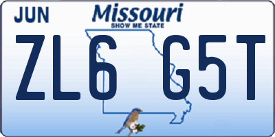 MO license plate ZL6G5T