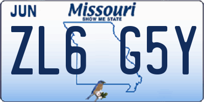 MO license plate ZL6G5Y