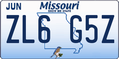 MO license plate ZL6G5Z