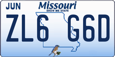 MO license plate ZL6G6D