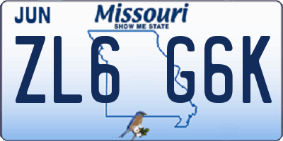 MO license plate ZL6G6K