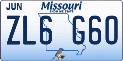 MO license plate ZL6G6O