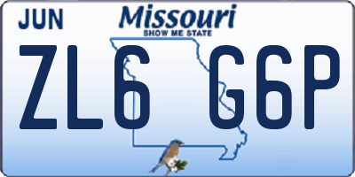 MO license plate ZL6G6P