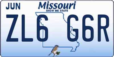 MO license plate ZL6G6R