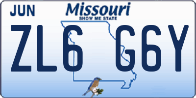 MO license plate ZL6G6Y