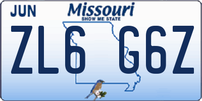 MO license plate ZL6G6Z