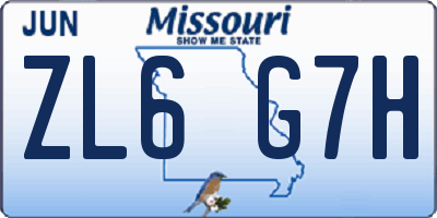 MO license plate ZL6G7H