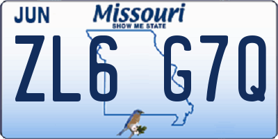 MO license plate ZL6G7Q