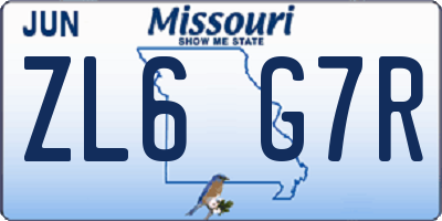 MO license plate ZL6G7R